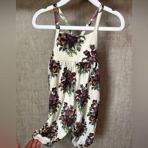kate quinn Cream Romper with Plum & Green Floral Print